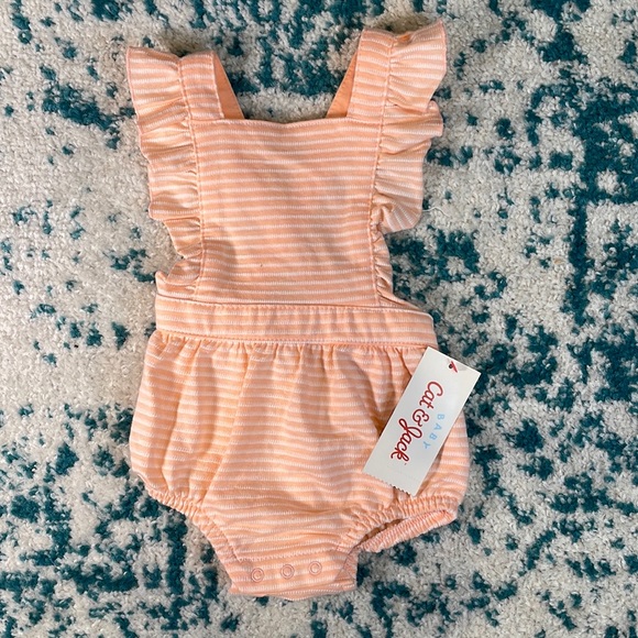 Cat & Jack Other - NWT cat & jack peach and white striped one piece bodysuit w/ criss cross straps